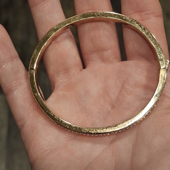 Kate Spade Rose Gold Tone Clear Pave Snap Closure Bangle Bracelet - Picture 5 of 7